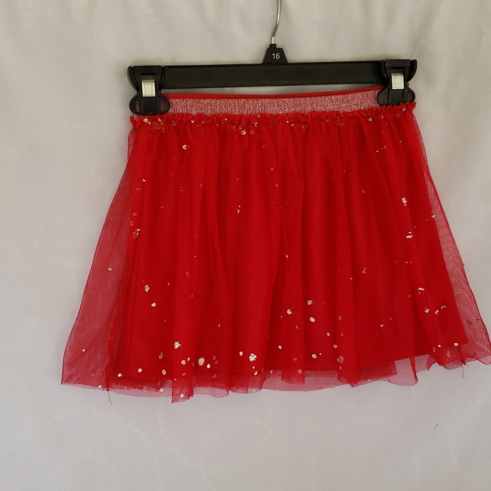 Girls Red tulle skirt with silver size 7/8